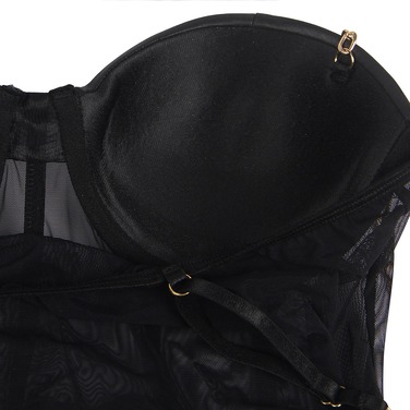 Боди полупрозрачное Star Night с доступом, черное, XS-S