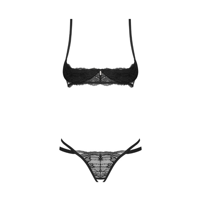 Комплект білизни з відкритим дизайном Obsessive Nutris чорний, M/L