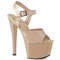 Босоніжки Pleaser Sky-308N *7 дюймів на підборах, 2 3/4 дюйма з ремінцем на щиколотці, бежевого кольору