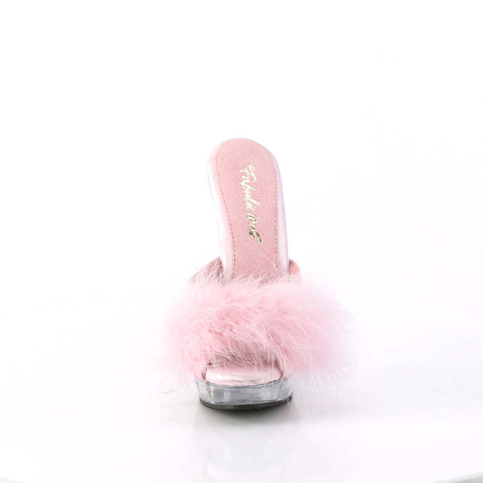 Шльопанці Sultry-601F *6 дюймів на підборах, 1 дюйм PF Marabou Slipper, рожеві/прозорі