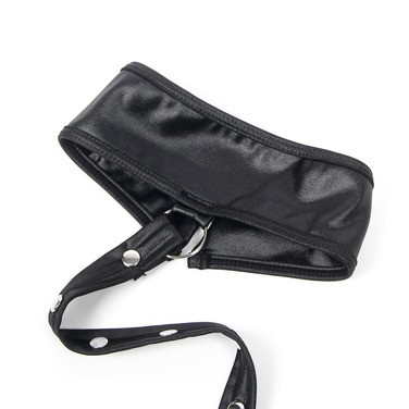 Платье из искусственной кожи и ремешками на руки и шею Star Night с трусиками, черный, М