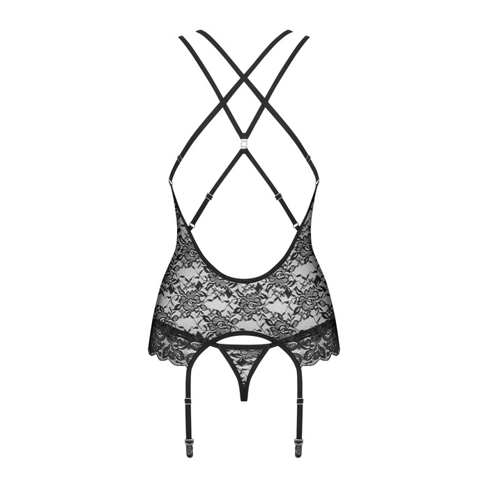 Комплект корсет с трусиками Obsessive 860-COR-1 черный, S/M