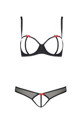 Комплект белья с открытым доступом HEIDI SET WITH OPEN BRA black S/M - Passion