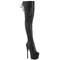 Ботинки Pleaser Jubilant-3007, каблук 7 дюймов, 3-дюймовые скрытый PF-защитный эластичный ботфорт, молния сбоку, черная эластичная искусственная кожа