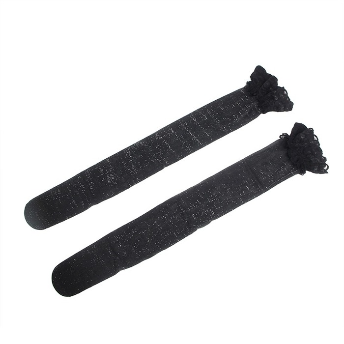 Панчохи з люрексом Star Night Lase Pearlescent на силіконовій стрічці, чорні, XS-M