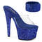 Шлепанцы Pleaser Bejeweled-712RS, каблук 7 дюймов, декорированные шлепанцы PF RS высотой 2 3/4 дюйма с подходящим манжетом, прозрачные/синие