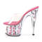 Шльопанці Pleaser Adore-701FL на підборах 7 дюймів, шльопанці з квітковим наповнювачем 2 3/4 дюйма, прозорі/рожеві