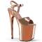 Босоніжки Pleaser Flamingo-809 на підборах 8 дюймів, босоніжки з ремінцем на щиколотці 4 дюйми, рожеве золото