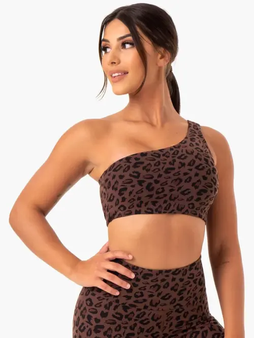 Топ Ryderwear Adapt One Shoulder Sports Bra - Chocolate Leopard