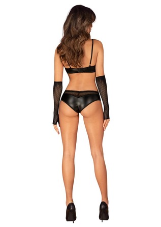 Ажурні рукавички до ліктів A772 Obsessive, чорні, One Size