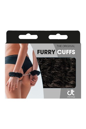 Наручники металлические Dream Тoys Furry Сuffs с черным мехом