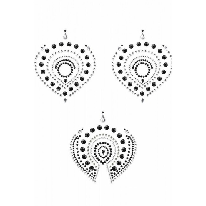 Прикраси для грудей та бікіні зі стразами Flamboyant від Bijoux Indiscrets, сріблясто-чорні