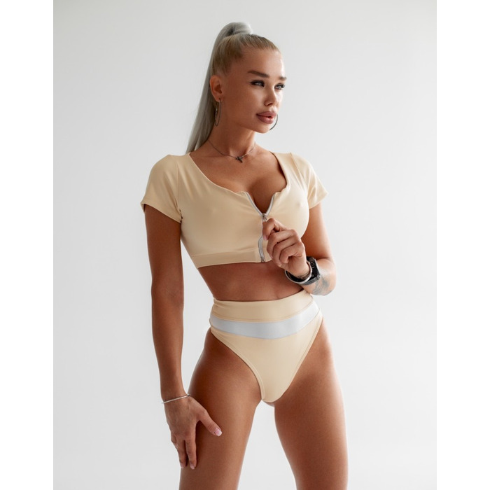 Купальні трусики Fitzona BEIGE SWIMSUIT PANTS WITH WHITE DETAIL
