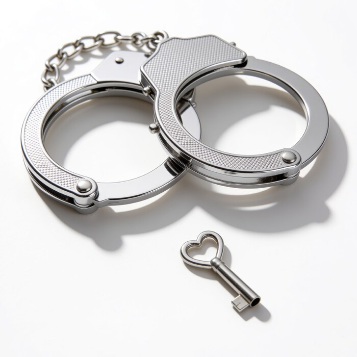 Металеві наручники DS Fetish з ланцюжком для рольових ігор, сріблясті
