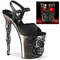 Босоножки Pleaser Rapture-809-LT, каблук 8 дюймов, ремешком на щиколотке со светодиодной подсветкой в виде черепа шириной 4 дюйма, чёрная искусственная кожа/серый
