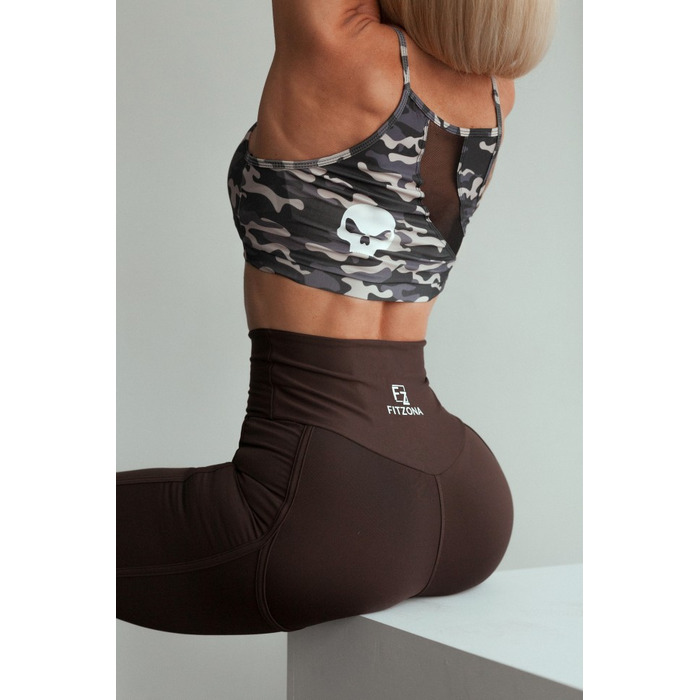 ТОП MILITARY BROWN TOP WITH TULE CUTOUT 14323