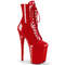 Чоботи Pleaser Flamingo-1020 на підборах 8 дюймів, черевики до щиколотки зі шнурівкою 4 дюйми, блискавка збоку, червоні