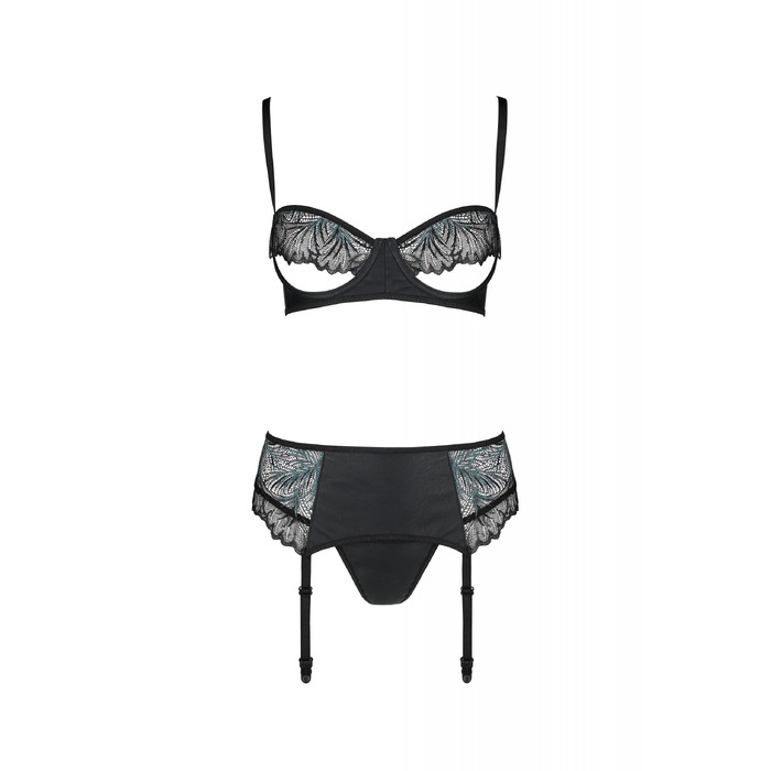 Комплект с ажурными вставками, черный ASTRIDA SET - Passion, S/M