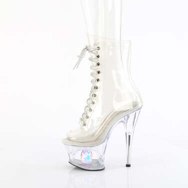 Ботинки Moon-1021C-DIA *7 дюймов, каблук, вырез 2 3/4 дюйма, шнуровка, боковая молния, прозрачные