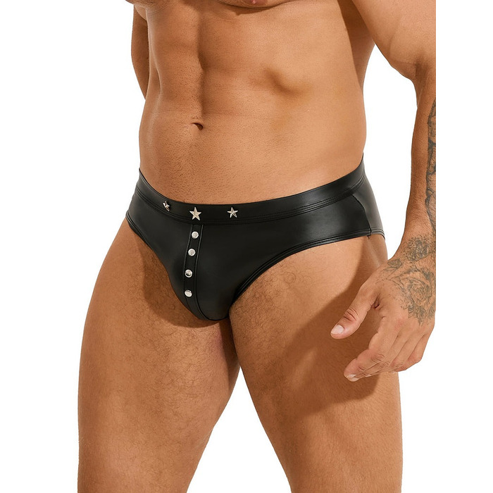 Сексуальні чоловічі труси Star Night із заклепками, чорні, L