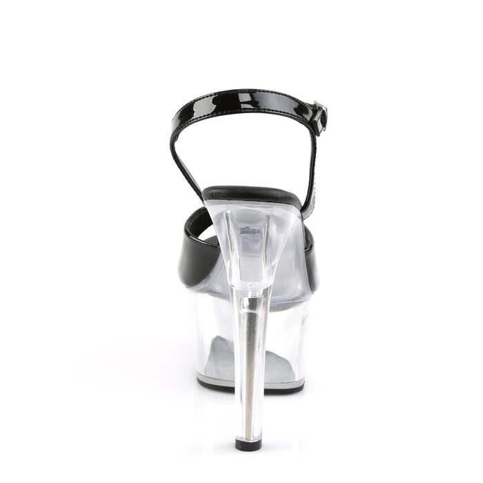 Босоніжки Aspire-609 на підборах 6 дюймів, ремінець на щиколотці 2 1/4 дюйма, веганські, чорні/прозорі