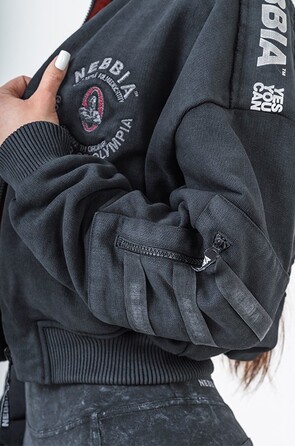 Бомбер Nebbia Washed Bomber Jacket with Contrast Lining LEGEND Black 784