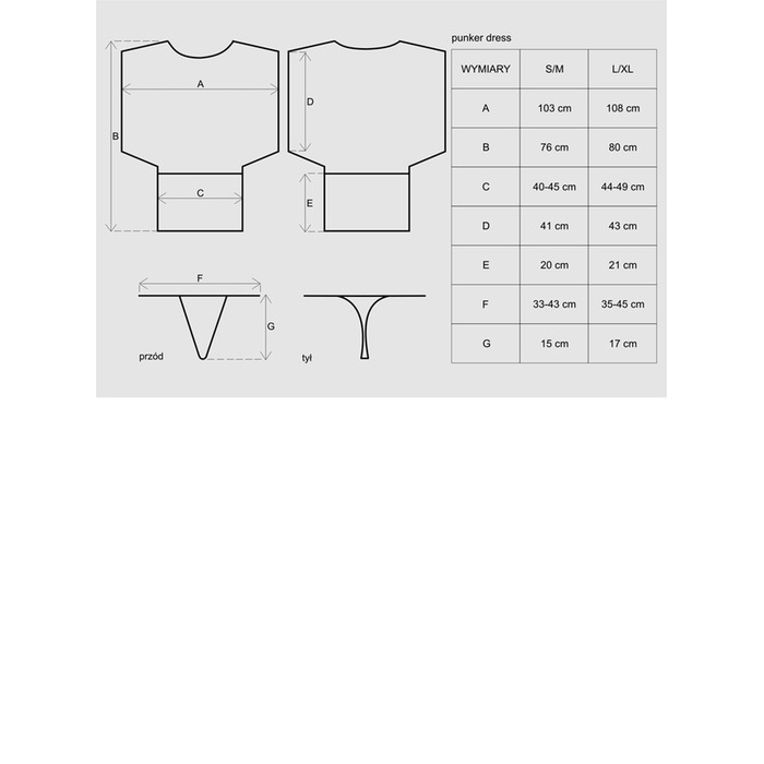 Сукня сітка Obsessive Punker dress, стрінги в комплекті, чорний, S\M