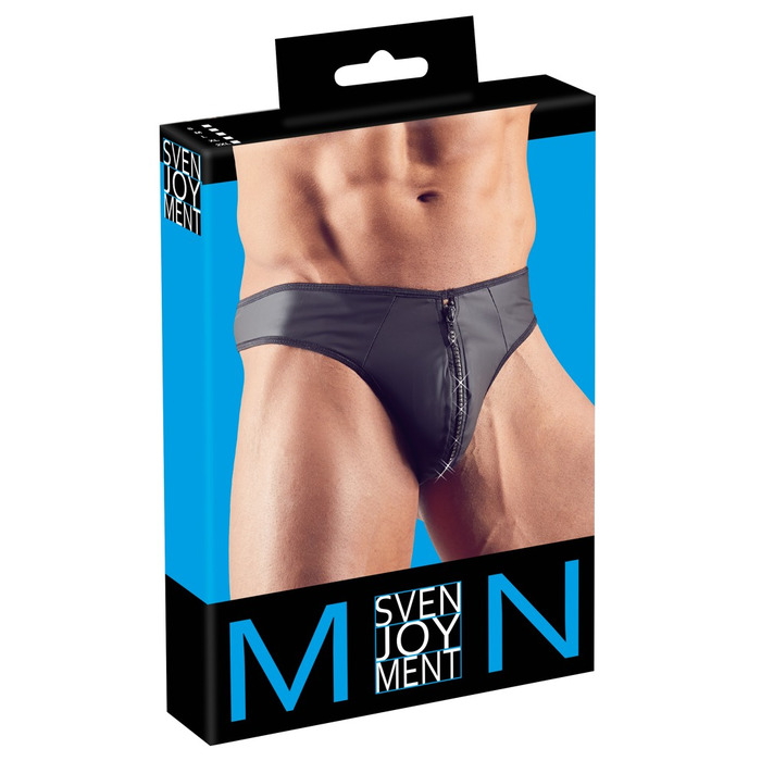 Мужские стринги со стразами по молнии Sven Joy Ment Men's String, черный, M