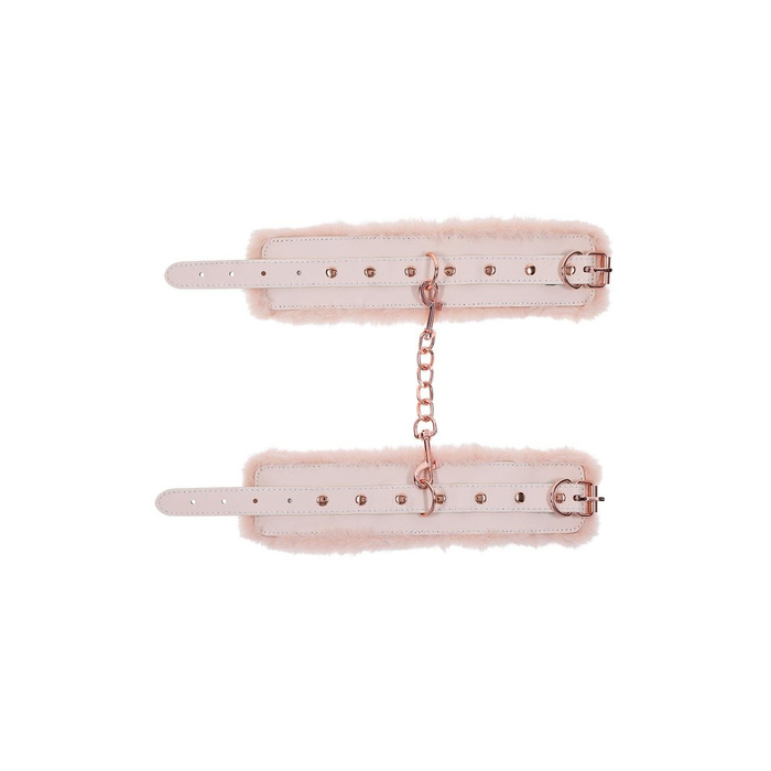 Наручники с мехом Sex & Mischief Peaches'n CreaMe с металлической фурнитурой, розовые