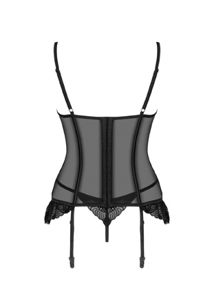 Корсет с ажурными вставками и стринги Obsessive Serena Love черный, XS/S
