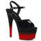 Босоніжки Pleaser Adore-709BR-H на підборах 7 дюймів, двоколірні босоніжки з ремінцем на щиколотці 2 3/4 дюйма, чорні/червоні