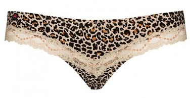 Трусики з леопардовим принтом Obsessive JUNGIRL THONG та мереживною вставкою, L/XL