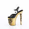 Босоножки Pleaser Rapture-809-LT *8-дюймовый каблук-косточка, 4-дюймовый ремешок на щиколотке с черепом и светодиодной подсветкой, черная искусственная кожа/золото