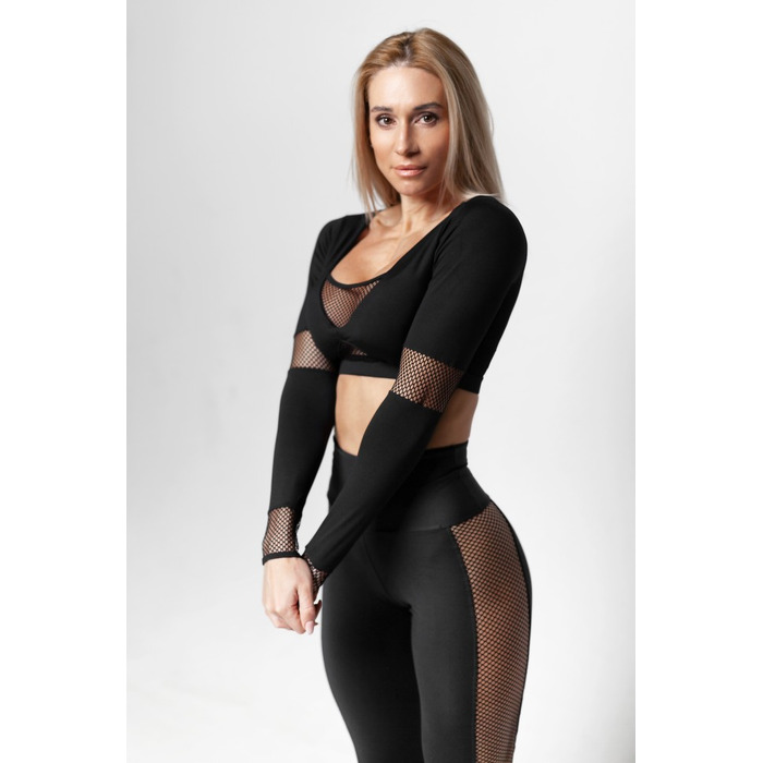 Топ BLACK TOP WITH TULLE ON SLEEVES