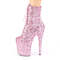 Чоботи Pleaser Flamingo-1020GWR *8-дюймовий каблук, 4-дюймові черевики до щиколотки з блискітками та шнурівкою, збоку, рожеві