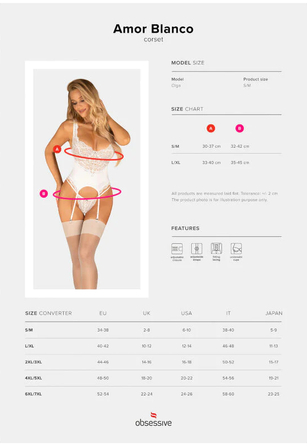 Комплект Obsessive Amor Blanco, білий, S/M