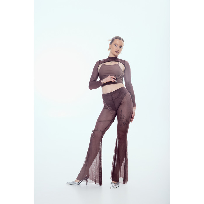 SILHOUETTE PANTS Mocha brown mesh_ коричневий мокко сітка