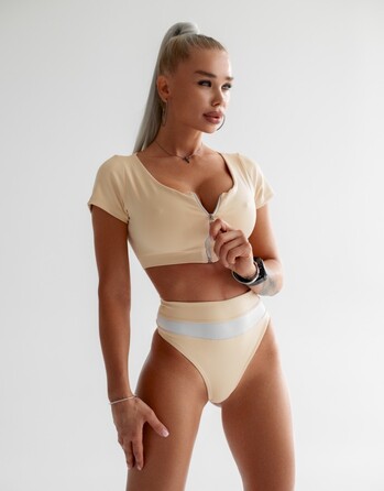 Купальні трусики Fitzona BEIGE SWIMSUIT PANTS WITH WHITE DETAIL