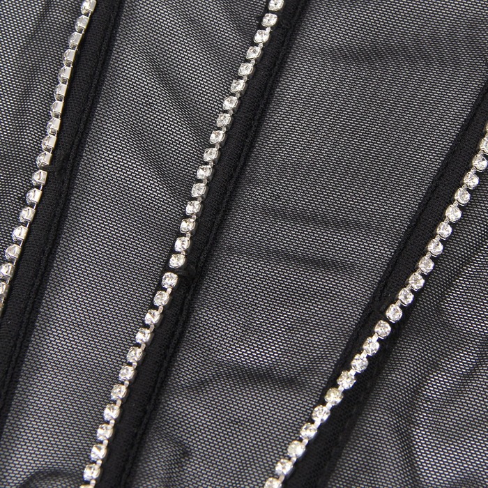 Сексуальный черный комплект белья Star Night с декоративными стразами и цепочками, M