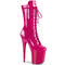 Ботинки Pleaser Flamingo-1050, каблук 8 дюймов, 4-дюймовые PF-сапоги до середины голени, шнуровка спереди, молния сбоку, розовые