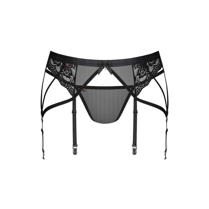 Пояс со стрингами черный Obsessive 854-GAR-1 L/XL