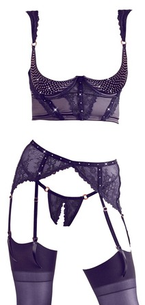 Комплект белья из трех предметов из кружева и бархата Shelf Bra Set 85B/L Shelf Bra Set 75B/S