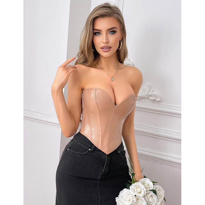 Корсет Star Night из лакированной кожи, на шнуровке, бежевый, M (без коробки)