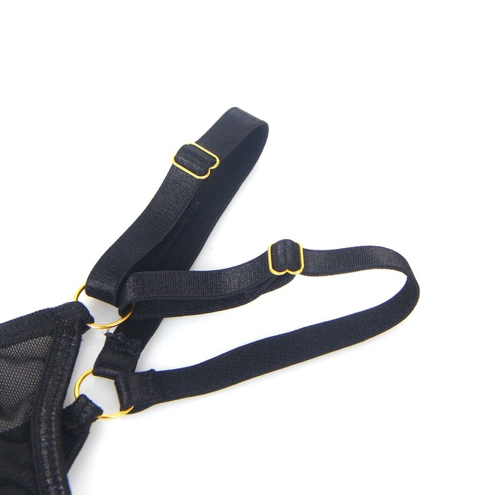 Комплект білизни чорний в сіточку Star Night з поясом та гартерами, M