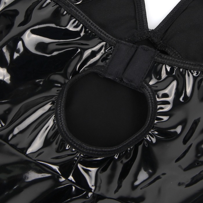 Платье с чокером, глянцевое Star Night Wet Look с имитацией винила, черное, M