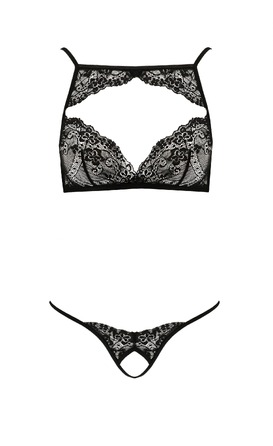 Комплект белья с декоративным элементом VERONIQUE SET black S/M - Passion