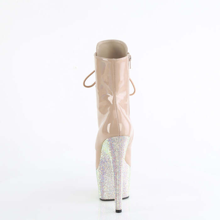 Чоботи Bejeweled-1020-7 *7 дюймів на підборах, 2 3/4 дюйма з передньою шнурівкою та блискавкою збоку, бежеві