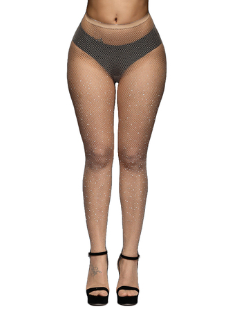 Колготки в сеточку со стразами Star Night телесного цвета XS-M