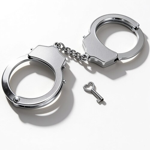 Металеві наручники DS Fetish з ланцюжком для рольових ігор, сріблясті