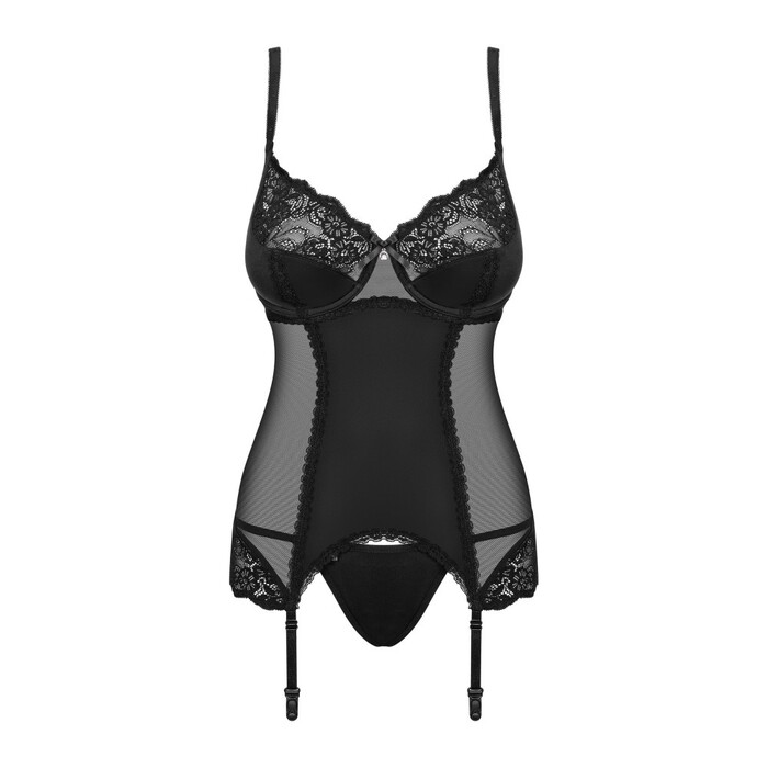 Комплект Obsessive Amallie корсет та стрінги L/XL